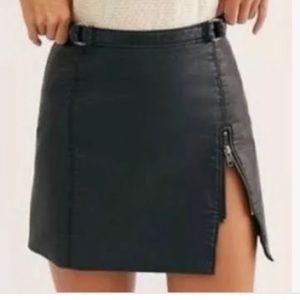 Free people faux leather skirt with zipper slit option
